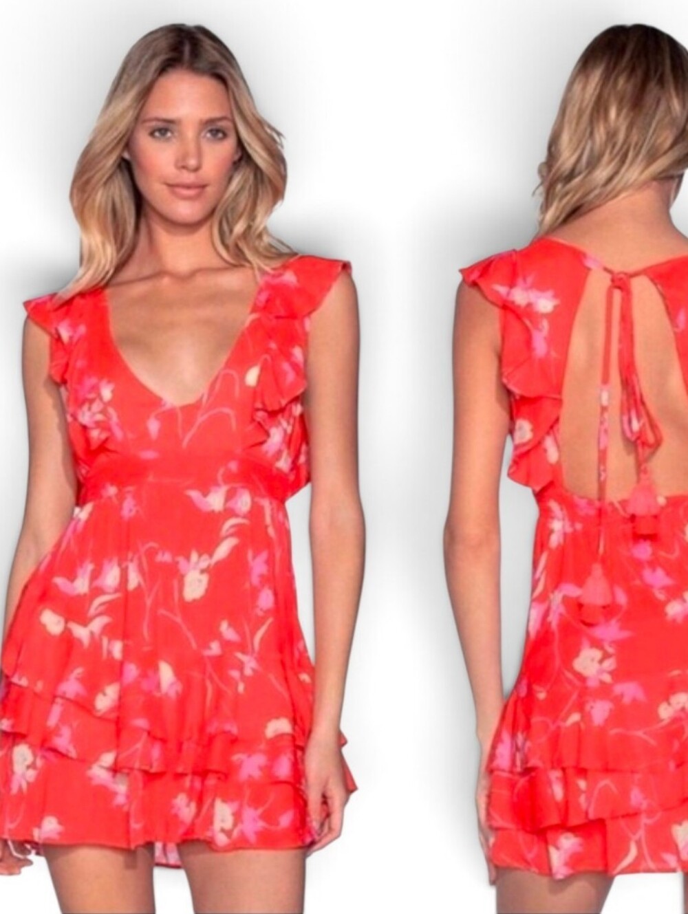 MAAJI Red Everything But Water Ruffle Mini Dress - Large